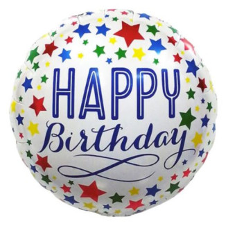 White Stars  Happy  Birthday Balloon