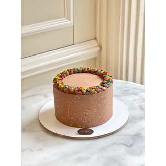 Rainbow Cake with Sprinkles (Chocolate Ganache)