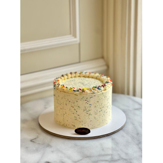 Rainbow Cake with Sprinkles (Salted Vanilla Buttercream)