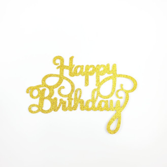 Happy Birthday Golden Glitter Topper 