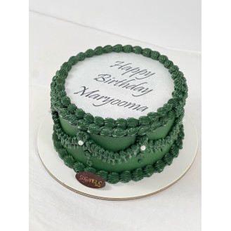 Green Vintage  Burnaway Buttercream Cake 
