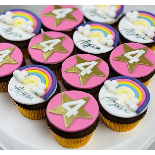 Rainbow Theme and Star Theme cupcakes (Set of 12)