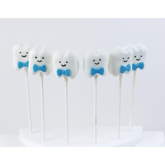 Tooth with Blue Bow  Cakepop  ( Per piece )