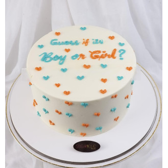 Blue and Orange Gender Reveal Buttercream Cake