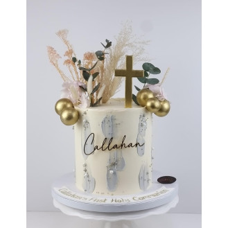 Christening Buttercream Cake with Personalized Topper Christening Buttercream Cake with Personalized Topper