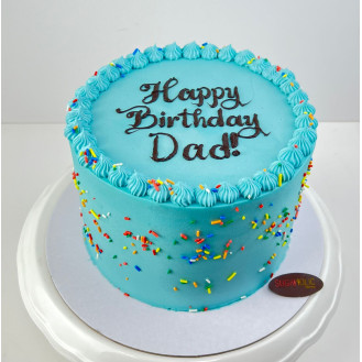 Dad's Blue Sprinkle Buttercream Cake 