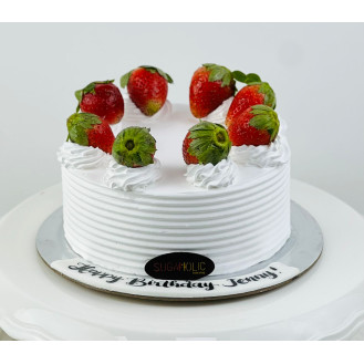 Fresh Cream with Real Fresh Strawberries Cake 