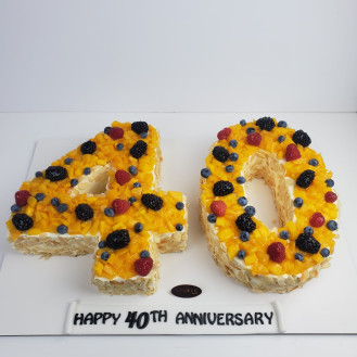 Fresh Fruits Monogram Buttercream Cake 