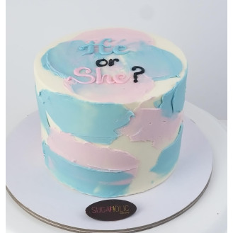 Gender Reveal Patches Buttercream Cake