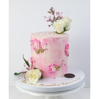 Gorgeous Pink Floral Buttercream Cake
