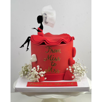 From Miss to Mrs Red Buttercream Cake