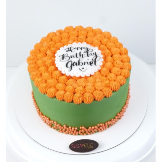 Orange and Green Buttercream Cake 