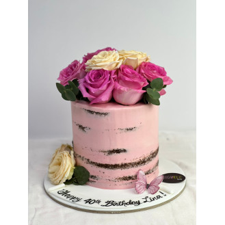 Pinkie Floral Naked Cake 