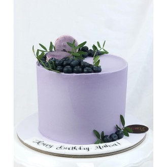 Purple  Buttercream Macaroon Cake with Sweet Blueberries