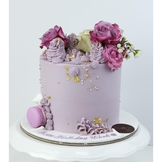 Purple Rose Cake with  Buttercream Swirls