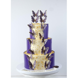  Purple and White Butterflies Buttercream Cake