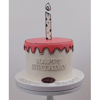 White and Pink Comic Cake