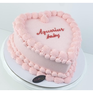 Vintage Heart Light Pink Buttercream Cake