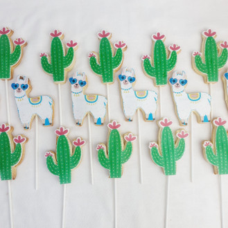 Lama And Cactus  Edible Print Cookies (per piece)