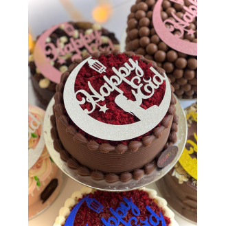 Red Velvet Belgian Ganache Cake With Happy Eid topper 
