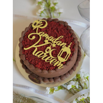 Red Velvet Cake with Chocolate Ganache and With Ramadan Kareem Topper 
