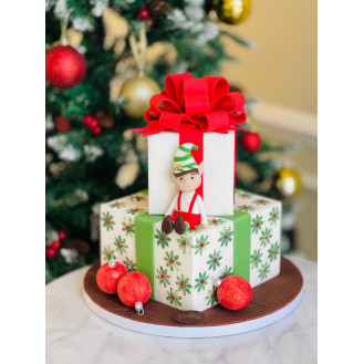 Elf Christmas Box Cake