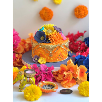Diwali  Orange Fondant Cake