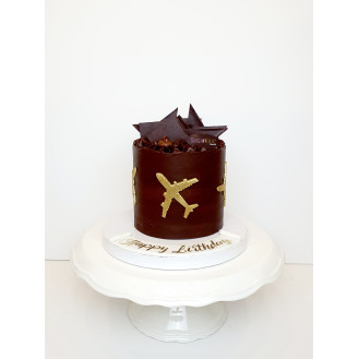 Bon Voyage Cake  Brown and Gold 