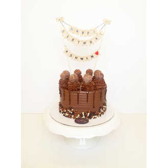 Chocolate Ganache with Banner Topper Cake