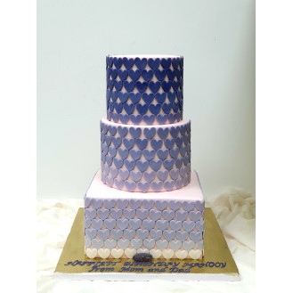 3 tier Ombre Purple Heart Cake