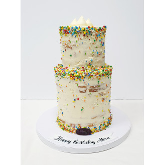 Rainbow Sprinkles Naked Cake