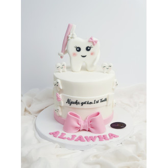 First Tooth Pink Cake
