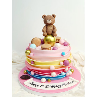 Teddy Bear 3D Pink Cake