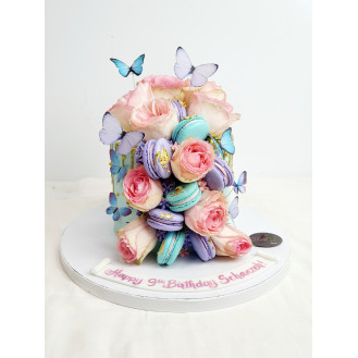 Macarons and Butterfly Cake - Blue, purple and pink theme 