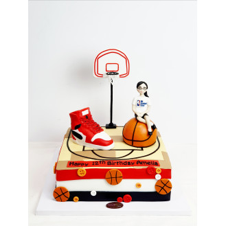 Basketball with 3D Figurine and Jordan Shoes Cake