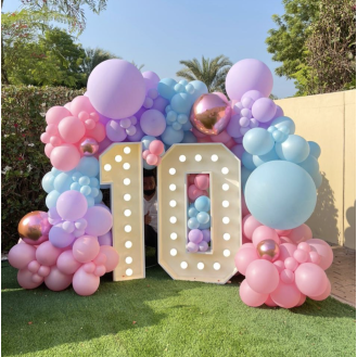 Fabulous 10 (Balloon Garland around the LED numbers LED numbers 1 and 0 (Need advance booking to check the availability of the Numbers)