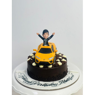 Nutella Cake with Car and a Human figure 