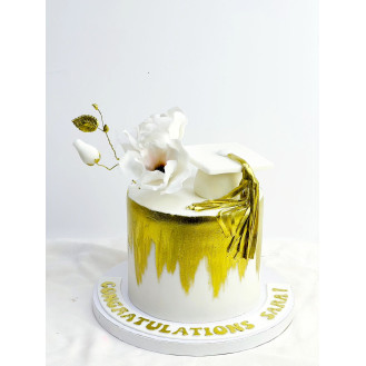 White and Gold Graduation Cake