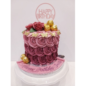 Ombre Rosettes Butterfly topper Cake 