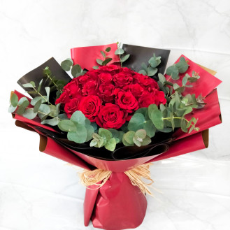 Valentines Day Rose Bouquet - Red Wrapper 