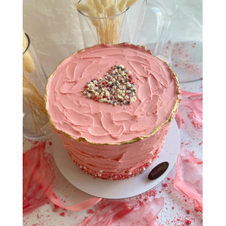 Valentines Sweet-Harmony Pink  Buttercream Peel-Off Cake