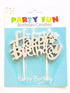 Happy Birthday Silver Candle