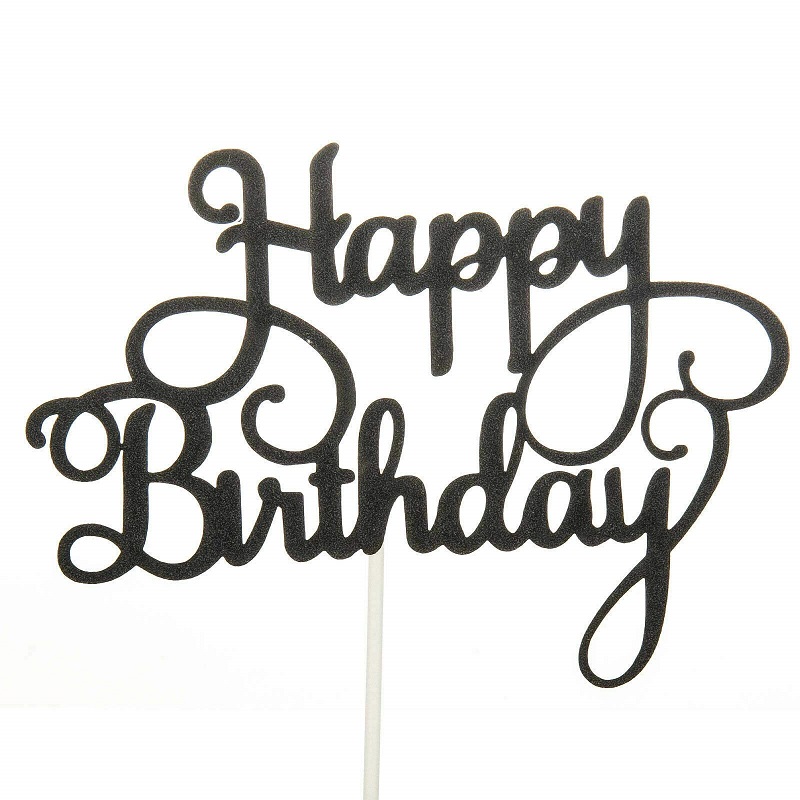 Happy Birthday Black Glitter Topper 
