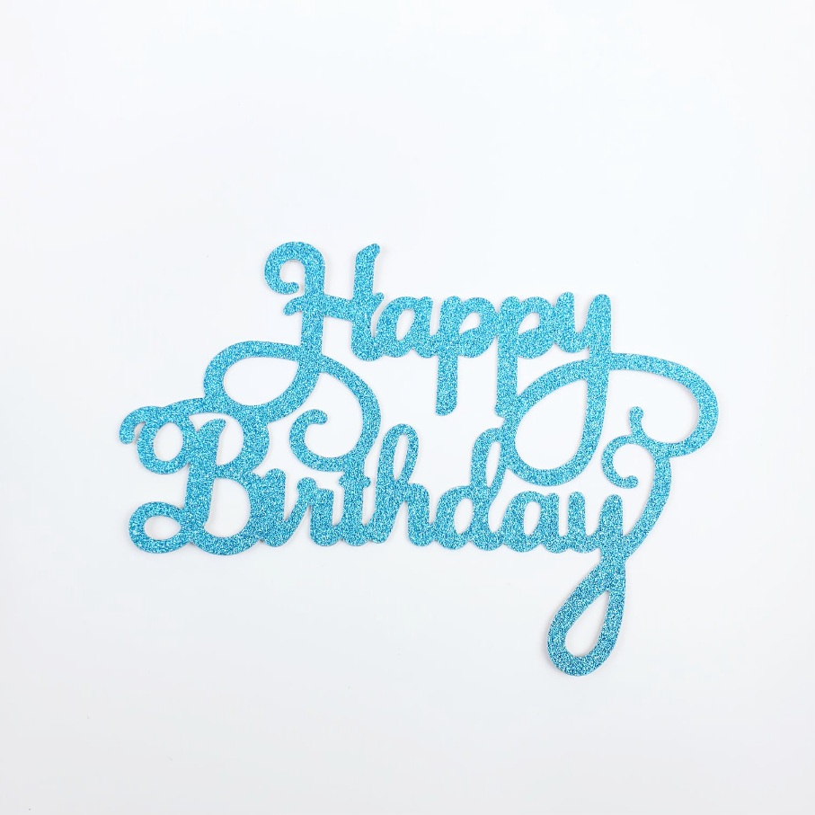 Happy Birthday Blue Glitter Topper 