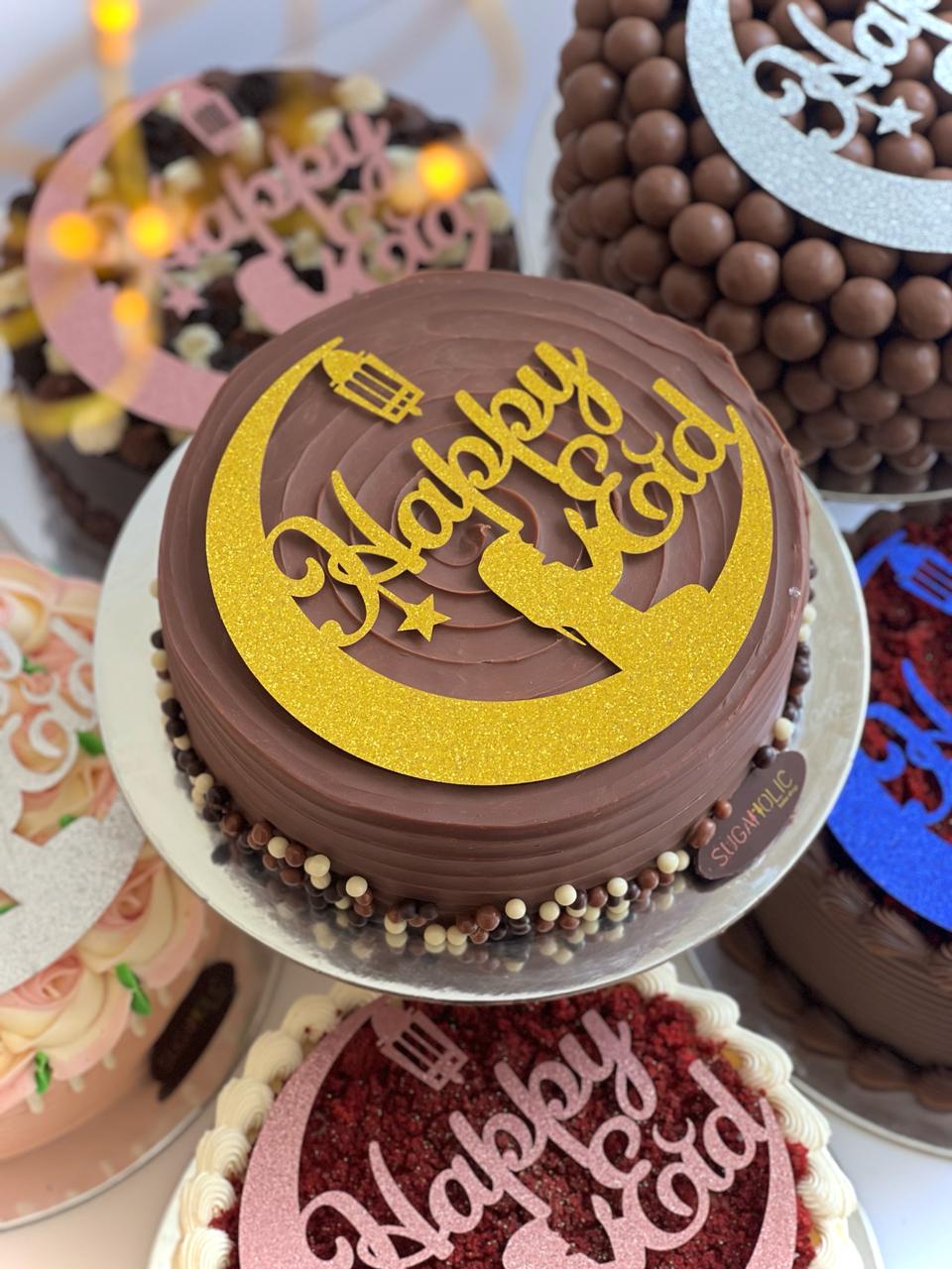 Chocolate Ganache Cake With Happy Eid Topper