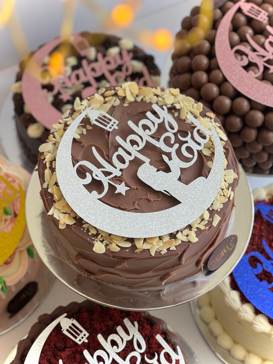 Vanilla Ganache Cake With Happy Eid Topper