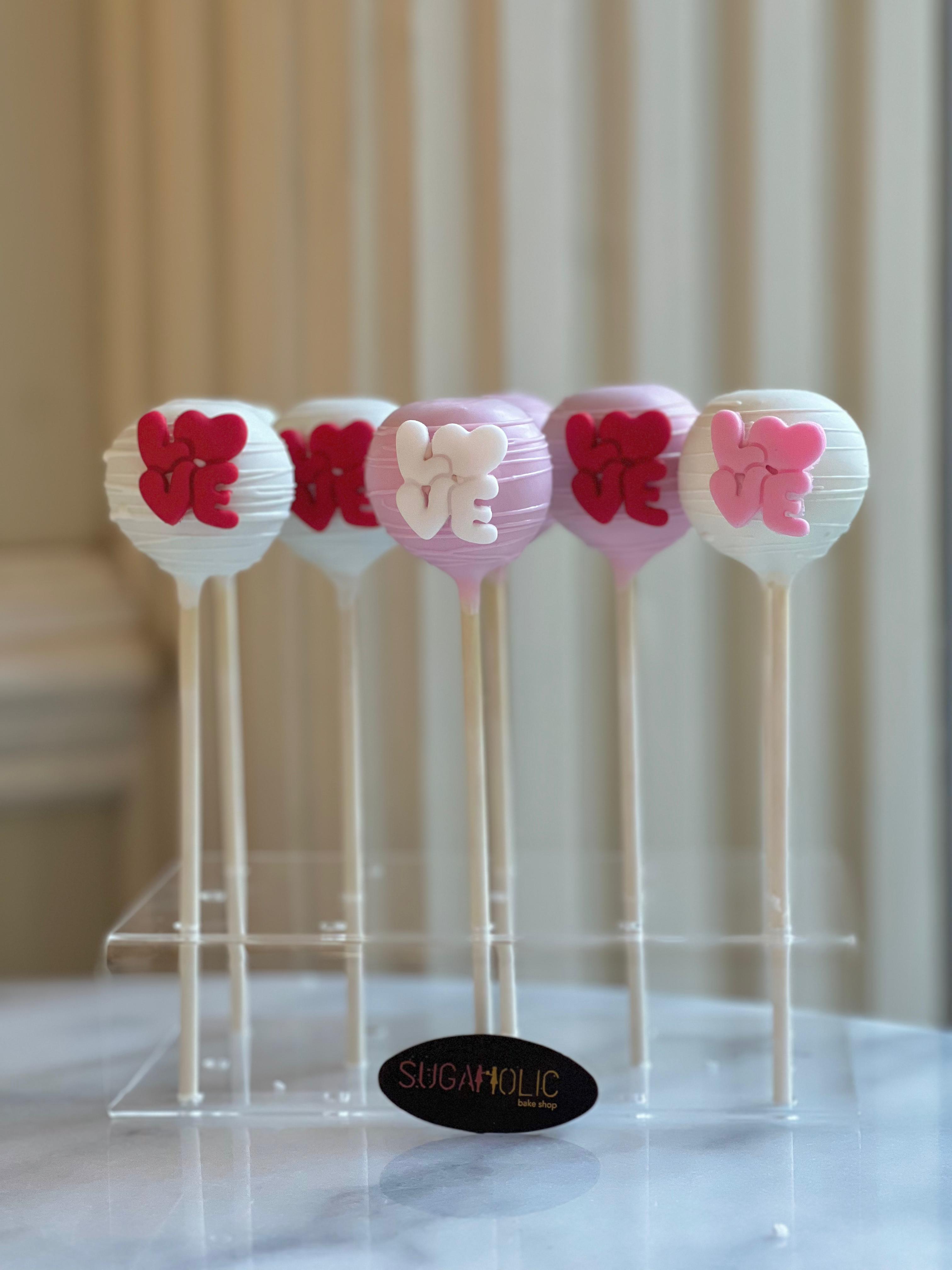 Valentines Pink and White Cakepop with LOVE   (per piece)