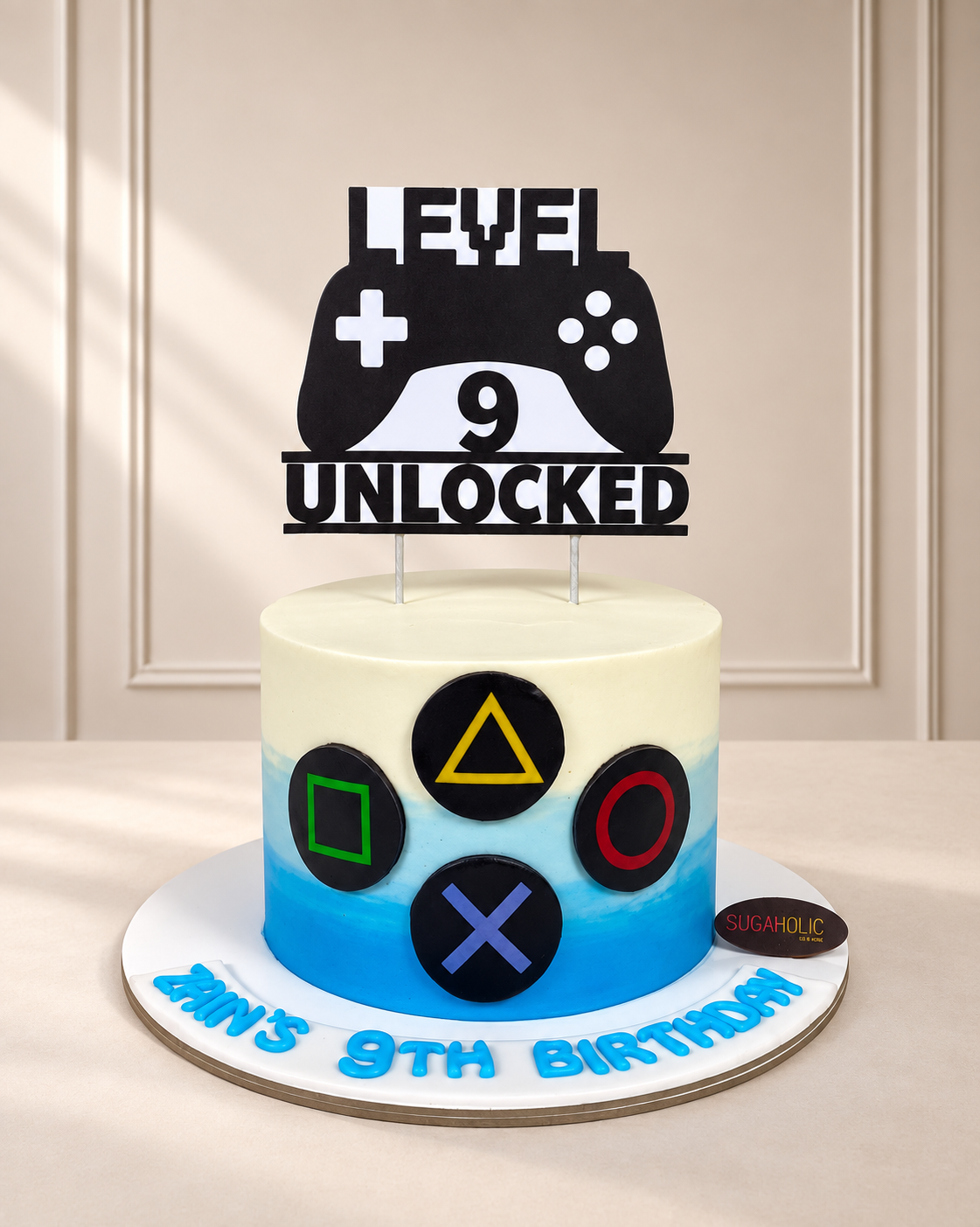 Blue Gaming Controller Buttercream Cake