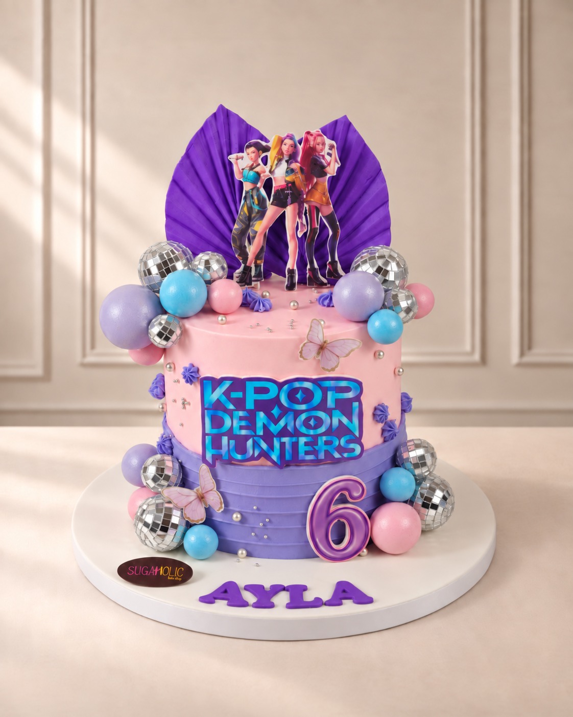 K-Pop Demon Hunters Cake with Disco Balls