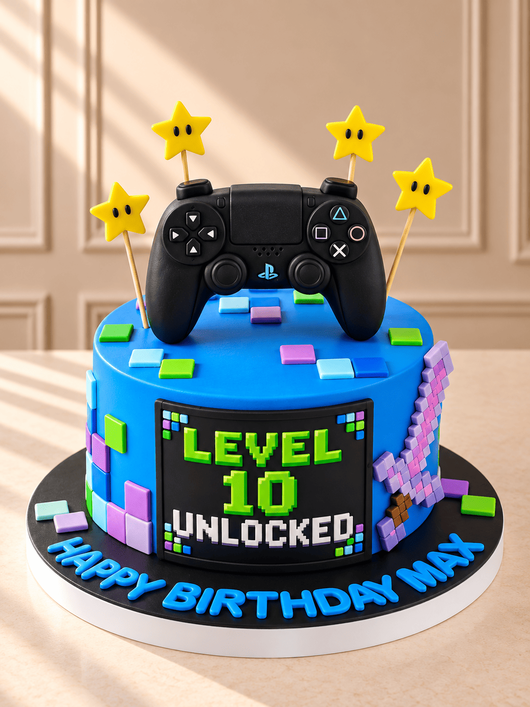Gaming Controller Level Up Fondant Cake